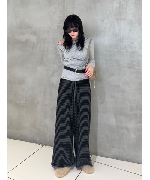 セール】BORDER KNIT RELAX PT ボーダー ニット リラックスパンツ 秋服