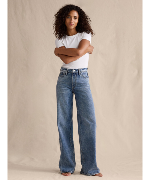 Banana Republic（バナナリパブリック）の「アイコン クラシック ワイドレッグジーンズ（デニムパンツ・レディース・アイボリー/インディゴブルー/ダークインディゴブルー/ライトインディゴブルー・24/25/26/27/28）」の12枚目の写真