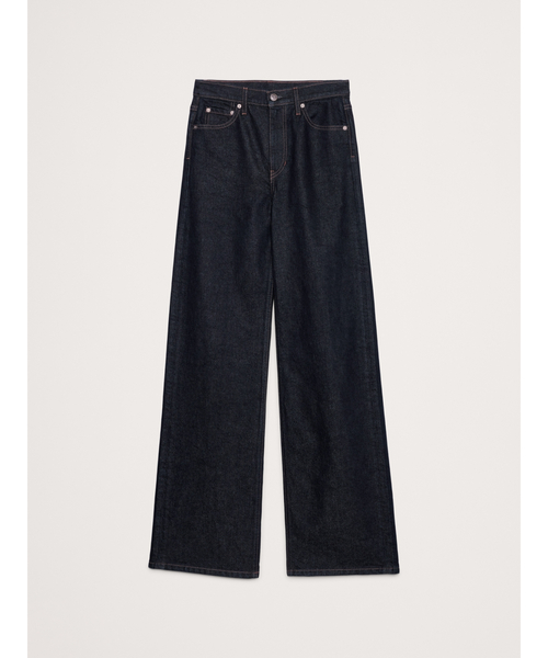 イラストアイコン デニムワイドパンツ BLACK ウォッシュドワイドレッグデニムパンツ OK0019 \u2013 YOLO（ヨロ