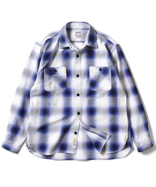 HOUSTON（ヒューストン）の「HOUSTON オンブレチェックビエラシャツ（シャツ/ブラウス・メンズ・ネイビー/ブラック/カーキ/レッド/グレー/ブラウン/グリーン/ブルー・XX-LARGE/X-LARGE/MEDIUM/LARGE）」の7枚目の写真