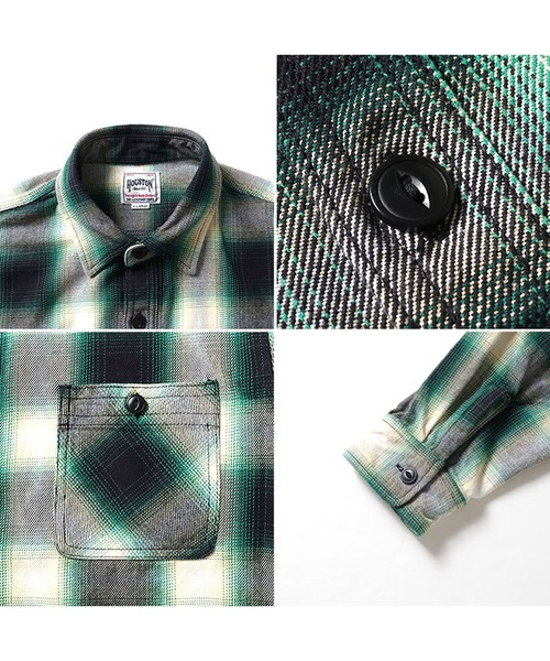 HOUSTON（ヒューストン）の「HOUSTON オンブレチェックビエラシャツ（シャツ/ブラウス・メンズ・ネイビー/ブラック/カーキ/レッド/グレー/ブラウン/グリーン/ブルー・XX-LARGE/X-LARGE/MEDIUM/LARGE）」の10枚目の写真