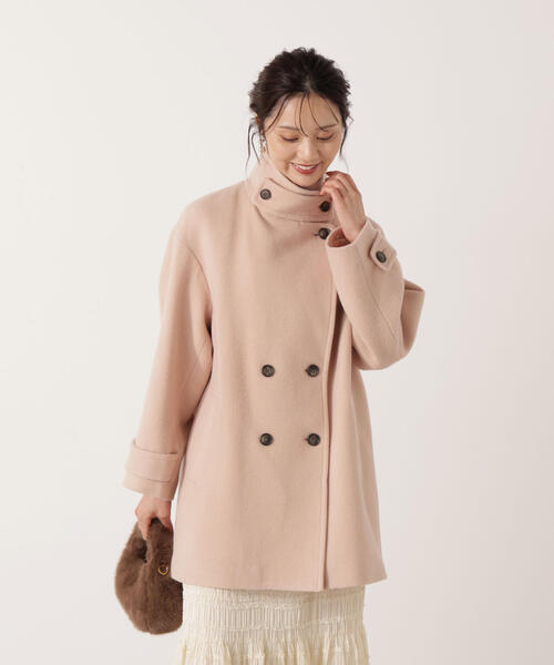 ピンクローズ　新品未使用unitage金釦ミドルコート　ベージュ ミドル丈ステンカラーコート/洗える(ステンカラーコート) | MK MICHEL