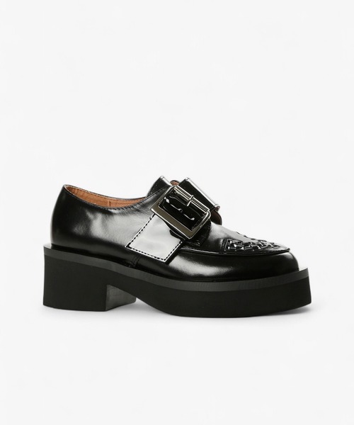 ALL BLACK(オールブラック)の「【本革/厚底/5cm】ビッグバックル デザインローファー(ローファー・レディース・ブラック/ホワイト・36/37/38/39/40)」の18枚目の写真