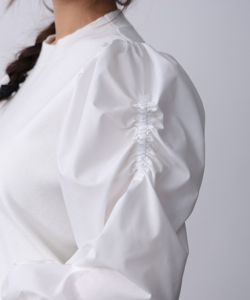 PICCIN PERLA（ピッチンペルラ）の「袖シャーリングニット（ニット/セーター・レディース・オフホワイト/ブラック・M）」の19枚目の写真