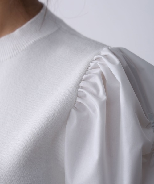 PICCIN PERLA（ピッチンペルラ）の「袖シャーリングニット（ニット/セーター・レディース・オフホワイト/ブラック・M）」の20枚目の写真