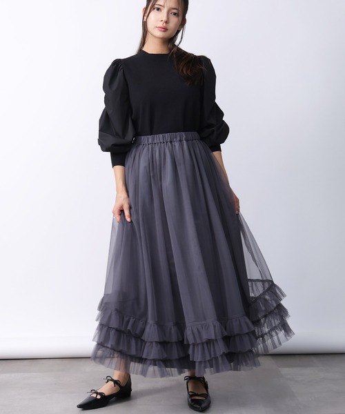 PICCIN PERLA（ピッチンペルラ）の「袖シャーリングニット（ニット/セーター・レディース・オフホワイト/ブラック・M）」の14枚目の写真