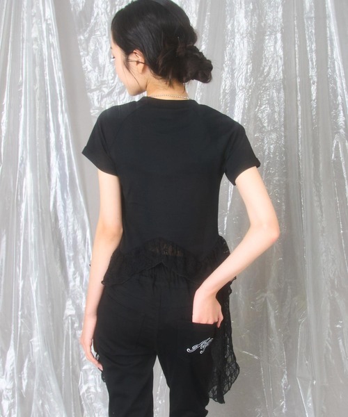 ANAP GｉRL（アナップガール）の「裾 フリル レース 切り替え トップス（Tシャツ/カットソー・キッズ・ホワイト/ブラック・M/S/XS）」の10枚目の写真
