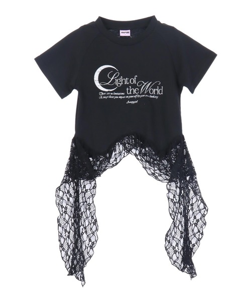 ANAP GｉRL（アナップガール）の「裾 フリル レース 切り替え トップス（Tシャツ/カットソー・キッズ・ホワイト/ブラック・M/S/XS）」の22枚目の写真