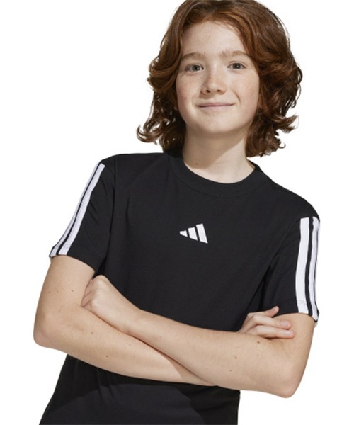 adidas（アディダス）の「adidas/アディダス 半袖 Tシャツ キッズ ロゴ スリーストライプス エッセンシャルズ KRG92（Tシャツ/カットソー・キッズ・ブラック×ホワイト/ホワイト×ブラック・130cm/140cm/150cm/160cm）」の5枚目の写真