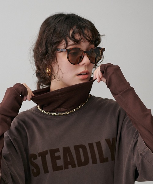 LARUTA(ラルータ)の「【LARUTA】メッシュチュールタートルプルオーバー(Tシャツ/カットソー・レディース・ピンク/ダークブラウン/ブラック/オフホワイト・FREE)」の3枚目の写真