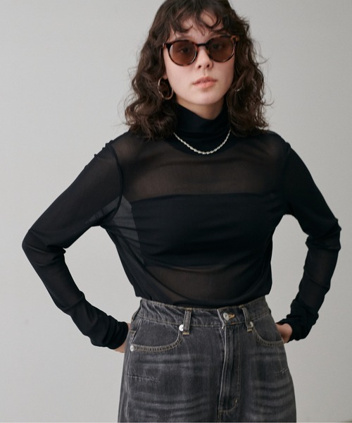 LARUTA(ラルータ)の「【LARUTA】メッシュチュールタートルプルオーバー(Tシャツ/カットソー・レディース・ピンク/ダークブラウン/ブラック/オフホワイト・FREE)」の17枚目の写真
