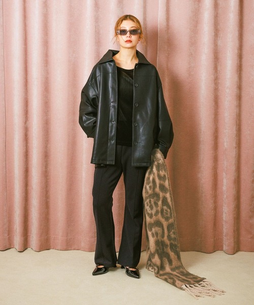 BAYFLOW（ベイフロー）の「[ストレッチ入り]カットジョーゼットフレアパンツ（その他パンツ・レディース・シルバーグレー/ブルー/ブラック・FREE）」の4枚目の写真