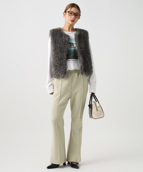 BAYFLOW（ベイフロー）の「[ストレッチ入り]カットジョーゼットフレアパンツ（その他パンツ・レディース・シルバーグレー/ブルー/ブラック・FREE）」の6枚目の写真