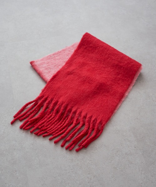 PUAL CE CIN（ピュアルセシン）の「バイカラーメランジマフラー（マフラー・レディース・レッド系/ベージュ系・FREE）」の6枚目の写真