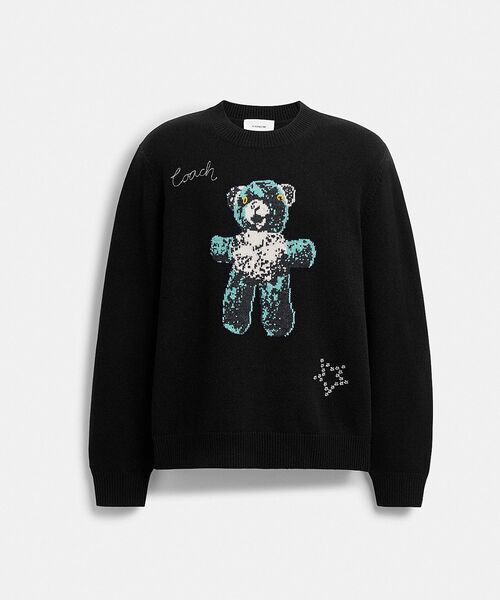 COACH（コーチ）の「ライトウェイト ベア グラフィック セーター（ニット/セーター・メンズ・ブラック系その他・MEDIUM/SMALL）」の2枚目の写真