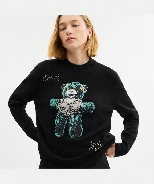 COACH（コーチ）の「ライトウェイト ベア グラフィック セーター（ニット/セーター・メンズ・ブラック系その他・MEDIUM/SMALL）」の4枚目の写真