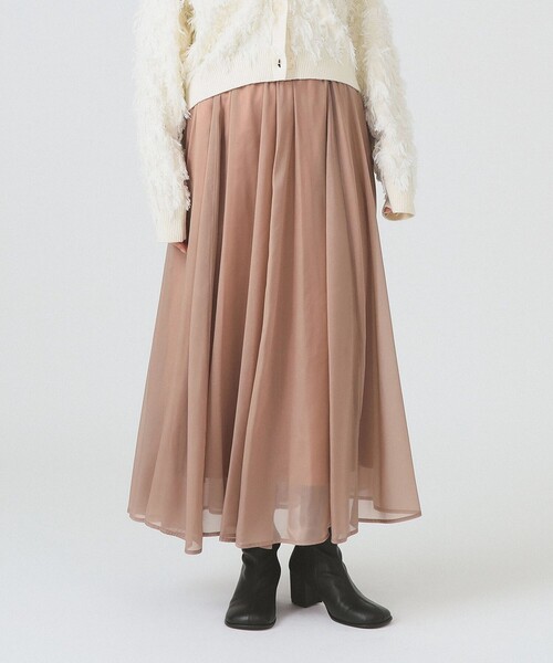 Ray BEAMS（レイビームス）の「シアーギャザーフレアースカート（スカート・レディース・ブラック/ベージュ/ブルー系その他2・0/1）」の2枚目の写真