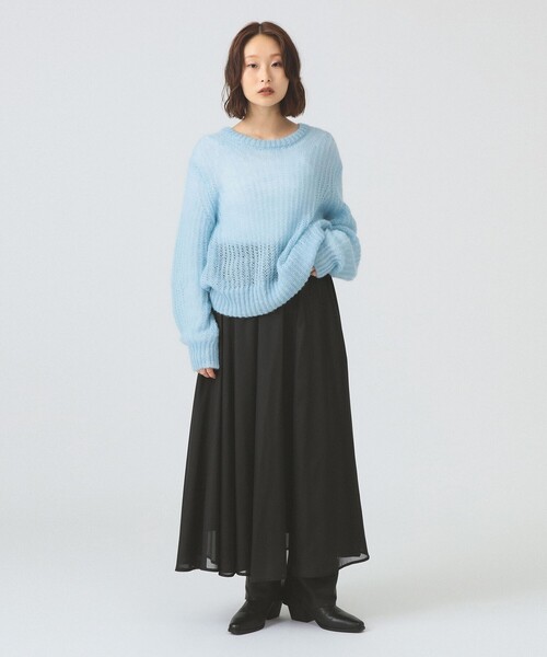 Ray BEAMS（レイビームス）の「シアーギャザーフレアースカート（スカート・レディース・ブラック/ベージュ/ブルー系その他2・0/1）」の4枚目の写真