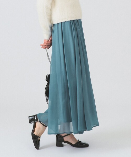 Ray BEAMS（レイビームス）の「シアーギャザーフレアースカート（スカート・レディース・ブラック/ベージュ/ブルー系その他2・0/1）」の15枚目の写真