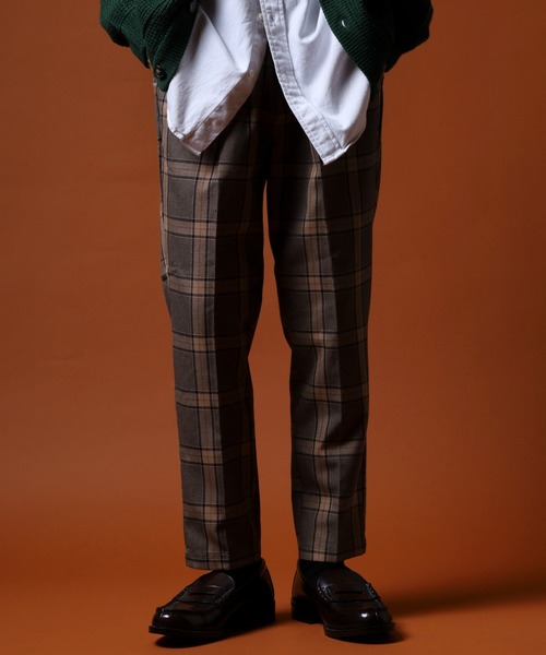 FUNALIVE（ファンアライブ）の「先染めアンクルテーパードチェックパンツ unisex（スラックス・メンズ・ベージュ/ブラウン/カーキ/アイボリー/その他/グレー・M/L）」の15枚目の写真