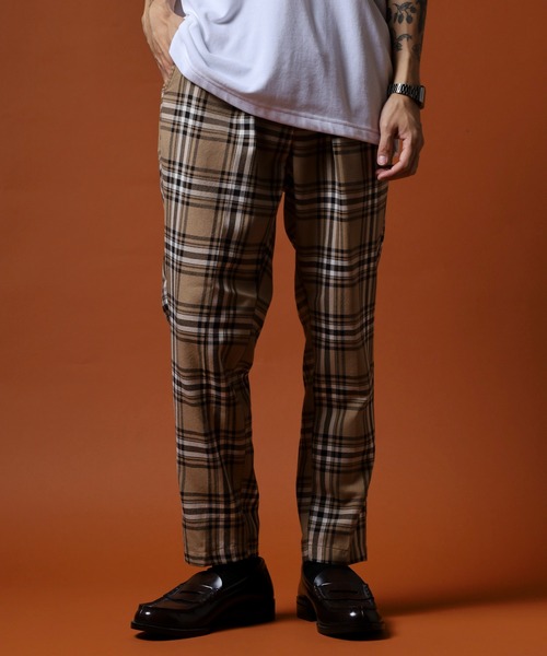 FUNALIVE（ファンアライブ）の「先染めアンクルテーパードチェックパンツ unisex（スラックス・メンズ・ベージュ/ブラウン/カーキ/アイボリー/その他/グレー・M/L）」の20枚目の写真