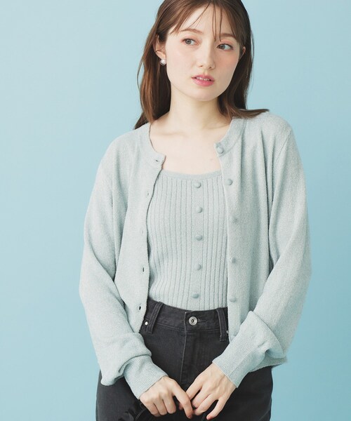 index(インデックス)の「ミニモールラメビスチェキャミ/アンサンブル対応【洗濯機OK】(ニット/セーター・レディース・チャコールグレー/オフホワイト/グリーン系・00)」の18枚目の写真
