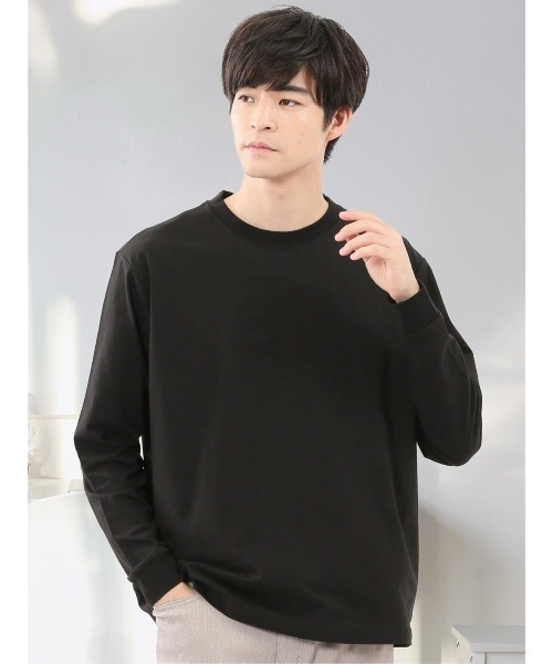 TAKA-Q（タカキュー）の「【綿混 ストレッチ】タカキュー ソロナ天竺 クルーネック 長袖Tシャツ（Tシャツ/カットソー・メンズ・ホワイト/ライトグレー/ダークグリーン/ブラック・X-LARGE/MEDIUM/LARGE）」の3枚目の写真