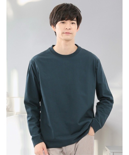 TAKA-Q（タカキュー）の「【綿混 ストレッチ】タカキュー ソロナ天竺 クルーネック 長袖Tシャツ（Tシャツ/カットソー・メンズ・ホワイト/ライトグレー/ダークグリーン/ブラック・X-LARGE/MEDIUM/LARGE）」の4枚目の写真