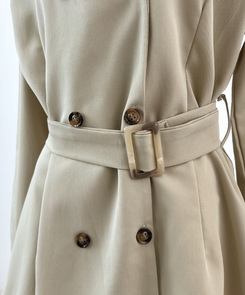 美品 MaxMara シルク混 ワンピース トレンチコート リボンベルト付 L セール】ベルト付トレンチ風シャツワンピース（ワンピース