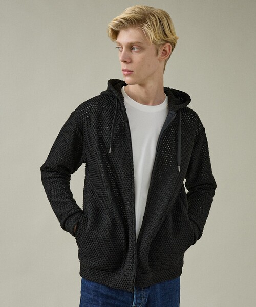 ABAHOUSE（アバハウス）の「メッシュニット ダブルジップパーカー（パーカー・メンズ・ベージュ/ブラック/オレンジ・48/46/44）」の17枚目の写真