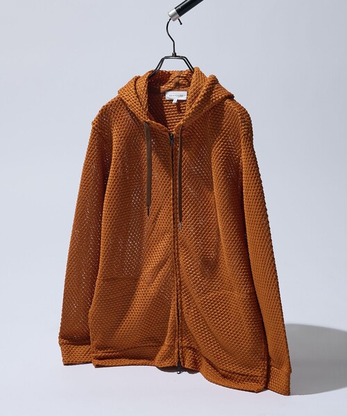 ABAHOUSE（アバハウス）の「メッシュニット ダブルジップパーカー（パーカー・メンズ・ベージュ/ブラック/オレンジ・48/46/44）」の5枚目の写真