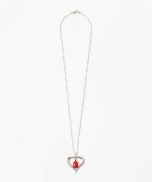 Ray BEAMS(レイビームス)の「ハートフレーム ストーン ネックレス(ネックレス・レディース・ミント/レッド・ONE SIZE)」の3枚目の写真