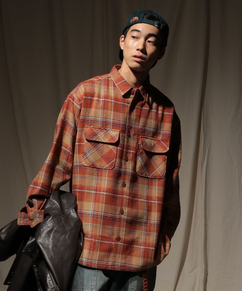 niko and...(ニコアンド)の「ヘビーウェイトチェックシャツ(シャツ/ブラウス・メンズ・グリーン/オレンジ・MEDIUM/LARGE)」の5枚目の写真