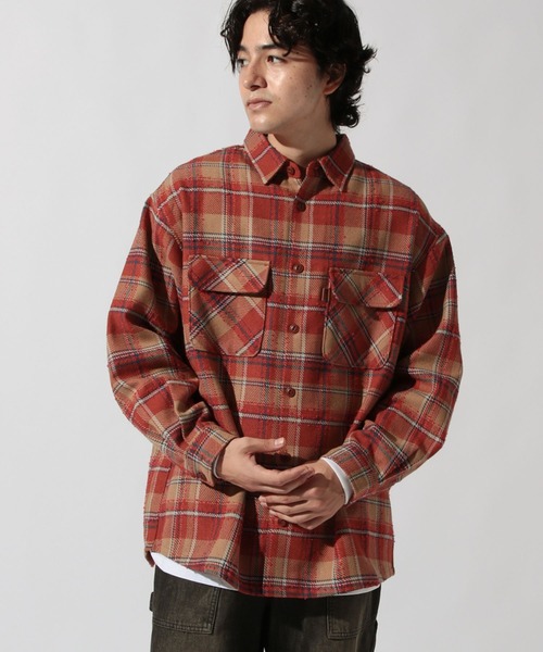 niko and...(ニコアンド)の「ヘビーウェイトチェックシャツ(シャツ/ブラウス・メンズ・グリーン/オレンジ・MEDIUM/LARGE)」の13枚目の写真