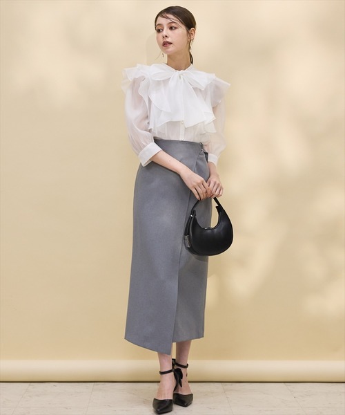 SWINGLE(スウィングル)の「七分袖ボウタイブラウス(シャツ/ブラウス・レディース・アイボリー/サックスブルー/オフホワイト/ピンク・FREE)」の8枚目の写真