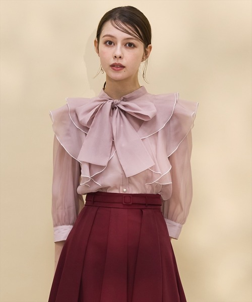 SWINGLE(スウィングル)の「七分袖ボウタイブラウス(シャツ/ブラウス・レディース・アイボリー/サックスブルー/オフホワイト/ピンク・FREE)」の13枚目の写真