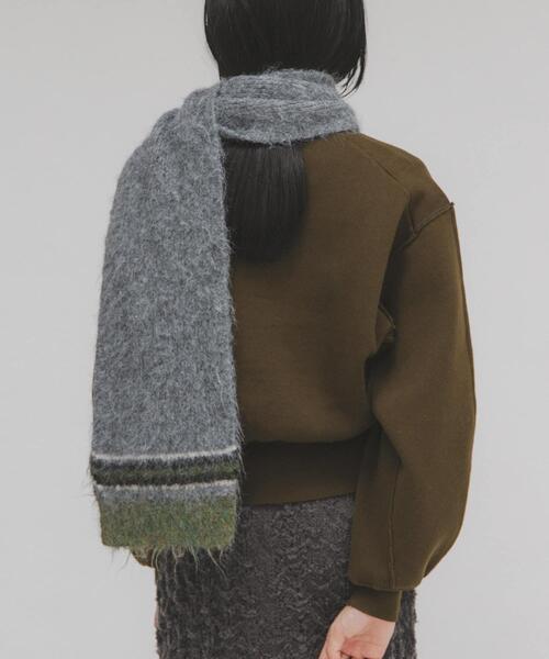 KBF(ケイビーエフ)の「エンドボーダーデザインマフラー(マフラー・レディース・キャメル/グレー/ブラック・ONE)」の8枚目の写真