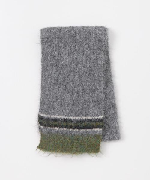 KBF(ケイビーエフ)の「エンドボーダーデザインマフラー(マフラー・レディース・キャメル/グレー/ブラック・ONE)」の9枚目の写真