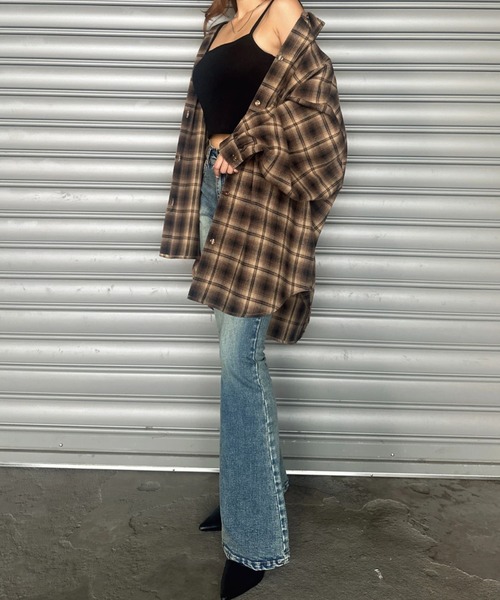 EGOIST（エゴイスト）の「ウォームチェック柄オーバーシャツ（シャツ/ブラウス・レディース・ブラック/ブラウン・FREE）」の19枚目の写真