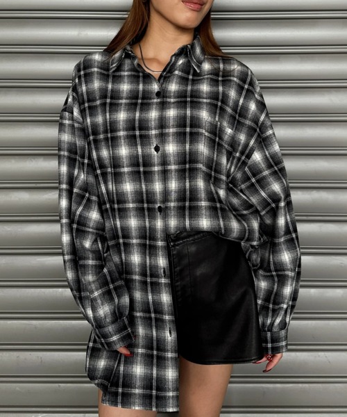 EGOIST（エゴイスト）の「ウォームチェック柄オーバーシャツ（シャツ/ブラウス・レディース・ブラック/ブラウン・FREE）」の13枚目の写真