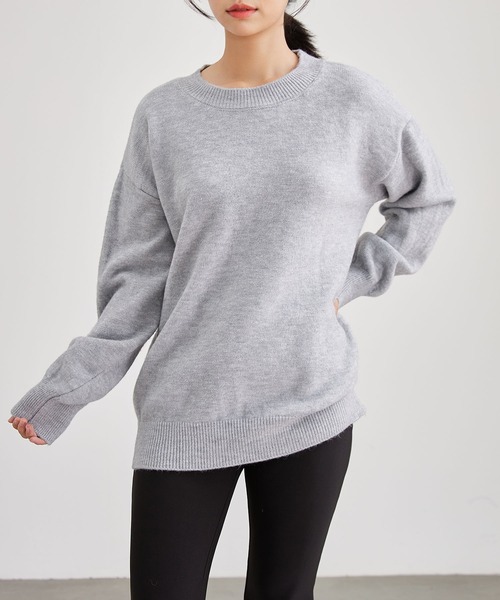Lace Ladies(レースレディース)の「ウールタッチ クルーネック オーバーサイズ ニット プルオーバー(ニット/セーター・レディース・ブラック/アイボリー/チャコールグレー/グレー/ブラウン・FREE)」の4枚目の写真