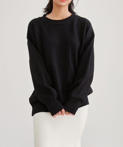 Lace Ladies(レースレディース)の「ウールタッチ クルーネック オーバーサイズ ニット プルオーバー(ニット/セーター・レディース・ブラック/アイボリー/チャコールグレー/グレー/ブラウン・FREE)」の8枚目の写真