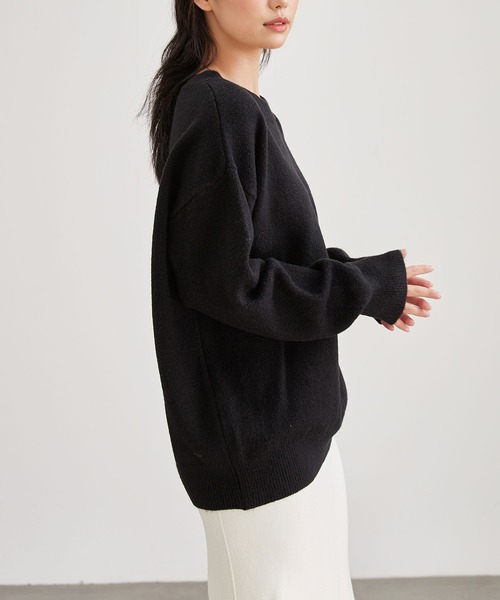 Lace Ladies(レースレディース)の「ウールタッチ クルーネック オーバーサイズ ニット プルオーバー(ニット/セーター・レディース・ブラック/アイボリー/チャコールグレー/グレー/ブラウン・FREE)」の9枚目の写真