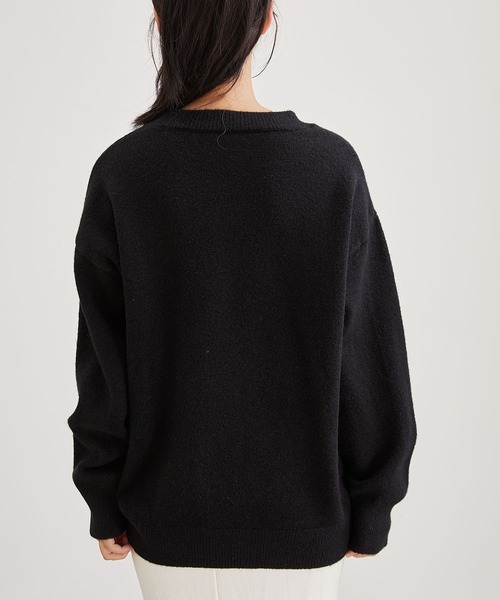 Lace Ladies(レースレディース)の「ウールタッチ クルーネック オーバーサイズ ニット プルオーバー(ニット/セーター・レディース・ブラック/アイボリー/チャコールグレー/グレー/ブラウン・FREE)」の10枚目の写真