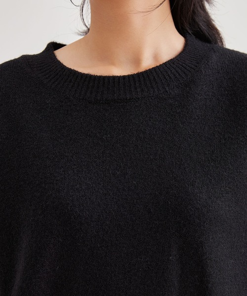 Lace Ladies(レースレディース)の「ウールタッチ クルーネック オーバーサイズ ニット プルオーバー(ニット/セーター・レディース・ブラック/アイボリー/チャコールグレー/グレー/ブラウン・FREE)」の12枚目の写真