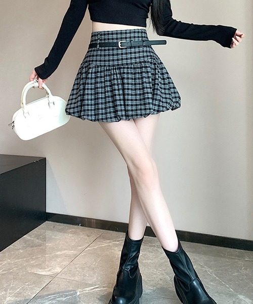 leune(ルネ)の「ベルト付きチェック柄バルーンスカート(スカート・レディース・ブラウン/ブラック・LARGE/MEDIUM/SMALL)」の17枚目の写真