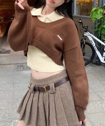 ニット/セーター（ブラウン/茶色系・オフショルダー）ファッション通販