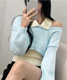 paloma wool 淡い水色 オフショルダー ニットセーター 予約商品】ニット/セーター（ブルー・ネイビー/青色系・オフショルダー