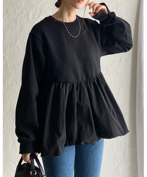 laubeblanc バルーンぺプラムトップス Balloon peplum Knit tops – L'AUBE BLANC