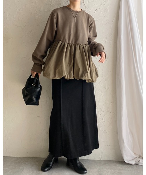 Fit more（フィットモア） フラワー刺繍バルーンスリーブペプラム